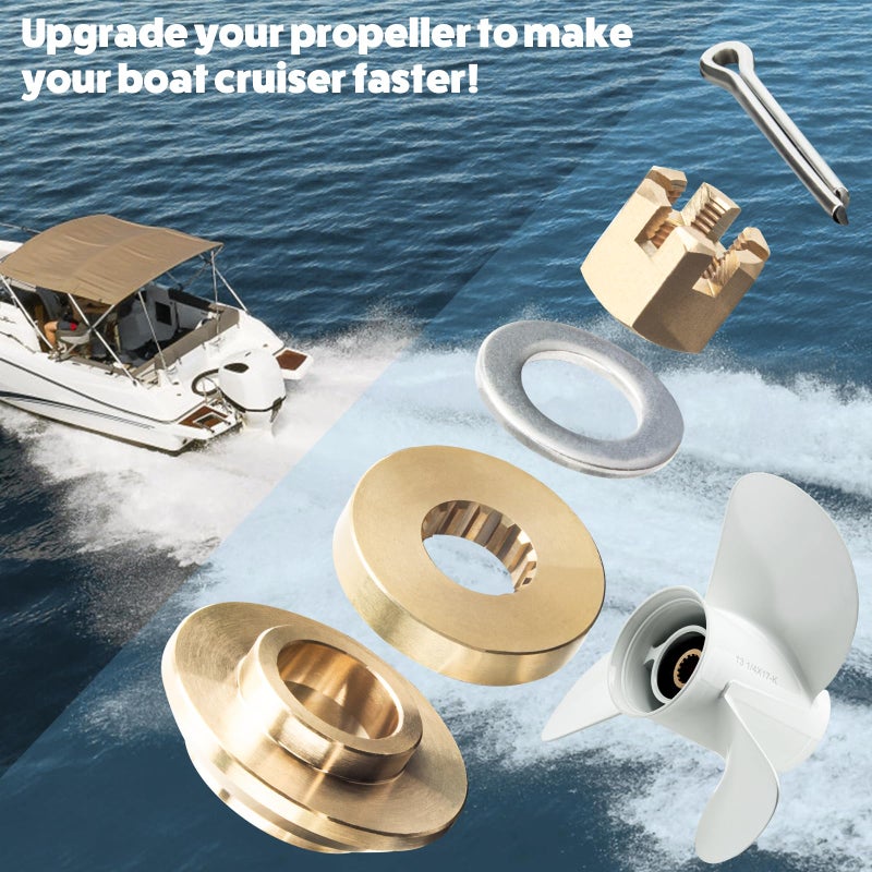 Qiclear مجموعة أدوات تركيب المروحة Qiclear Upgrade 150-300hp تناسب مروحيات ياماها الخارجية، تشمل غسالة الدفع/فاصل/غسالة/صمولة/دبوس قفل - Image 4